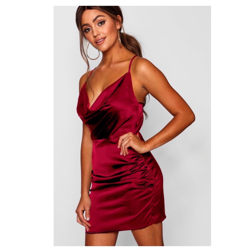 Florence Satin Cowl Neck Bodycon Dress